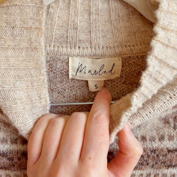 NWOT✨ Marled Wool-Blend Rustic Print Mock Neck Sweater 🤎 - Picture 4 of 6
